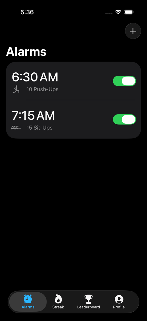 Prove — your workout alarms