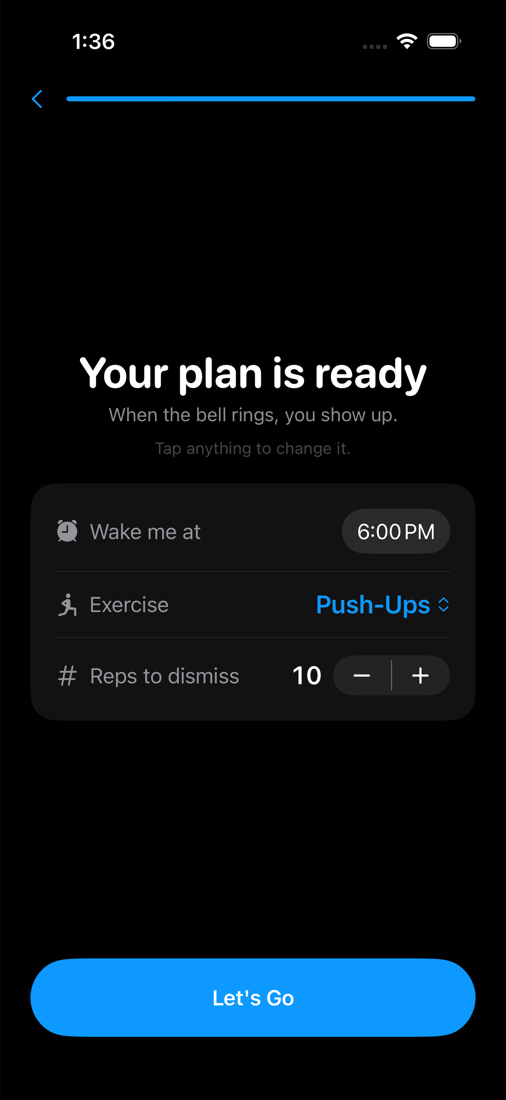 Prove — set your alarm and exercise